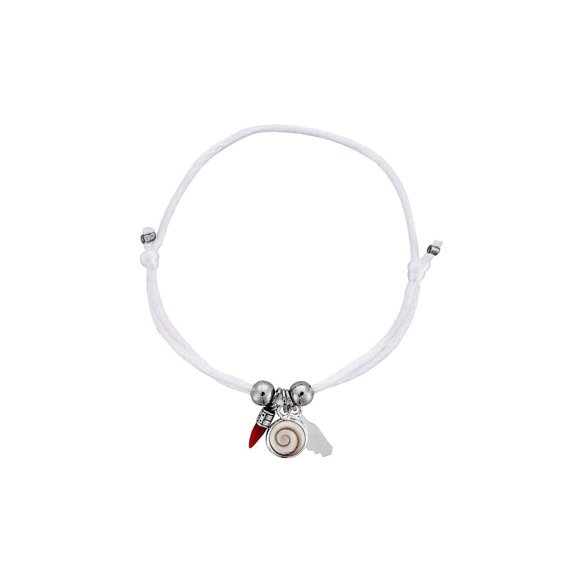 Bracelet blanc oeil de sainte lucie et corail