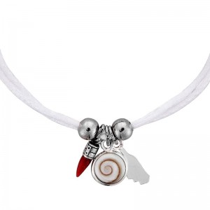 Bracelet blanc oeil de sainte lucie et corail