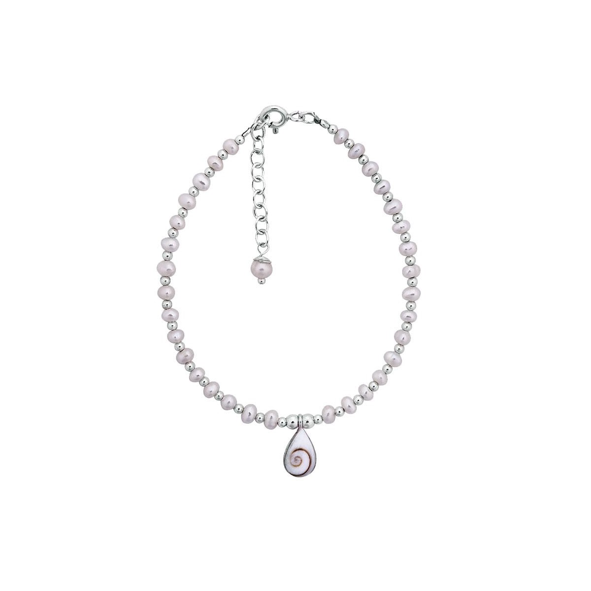 Bracelet argent perles blanches