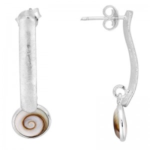 boucles d'oreilles suspendue argent et oeil de sainte lucie