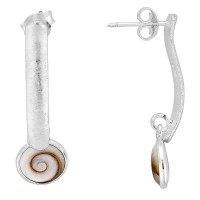 boucles d'oreilles suspendue argent et oeil de sainte lucie