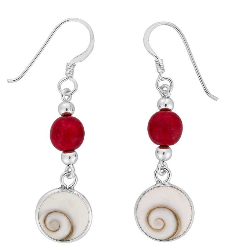 Boucles d'oreilles avec perle rouge