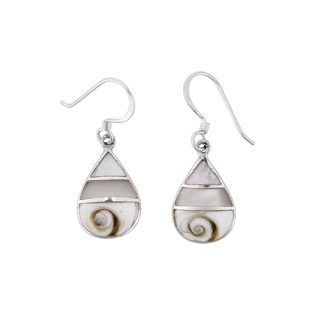 Boucles d'oreilles Argent nacre et oeil de sainte Lucie
