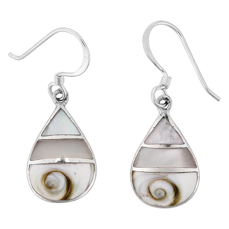 Boucles d'oreilles Argent nacre et oeil de sainte Lucie