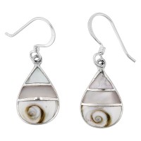 Boucles d'oreilles Argent nacre et oeil de sainte Lucie
