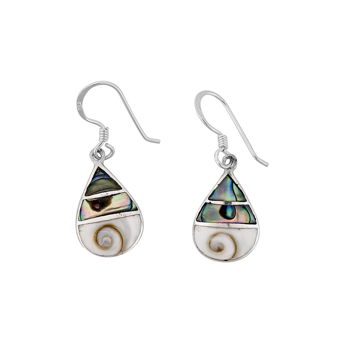 Boucles d'oreilles avec oeil de sainte Lucie et abalone