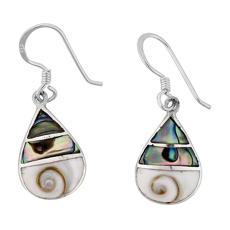 Boucles d'oreilles avec oeil de sainte Lucie et abalone