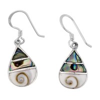 Boucles d'oreilles avec oeil de sainte Lucie et abalone