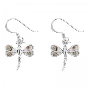boucles d'oreilles libellule argent et oeil de sainte lucie