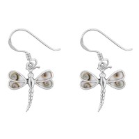 boucles d'oreilles libellule argent et oeil de sainte lucie