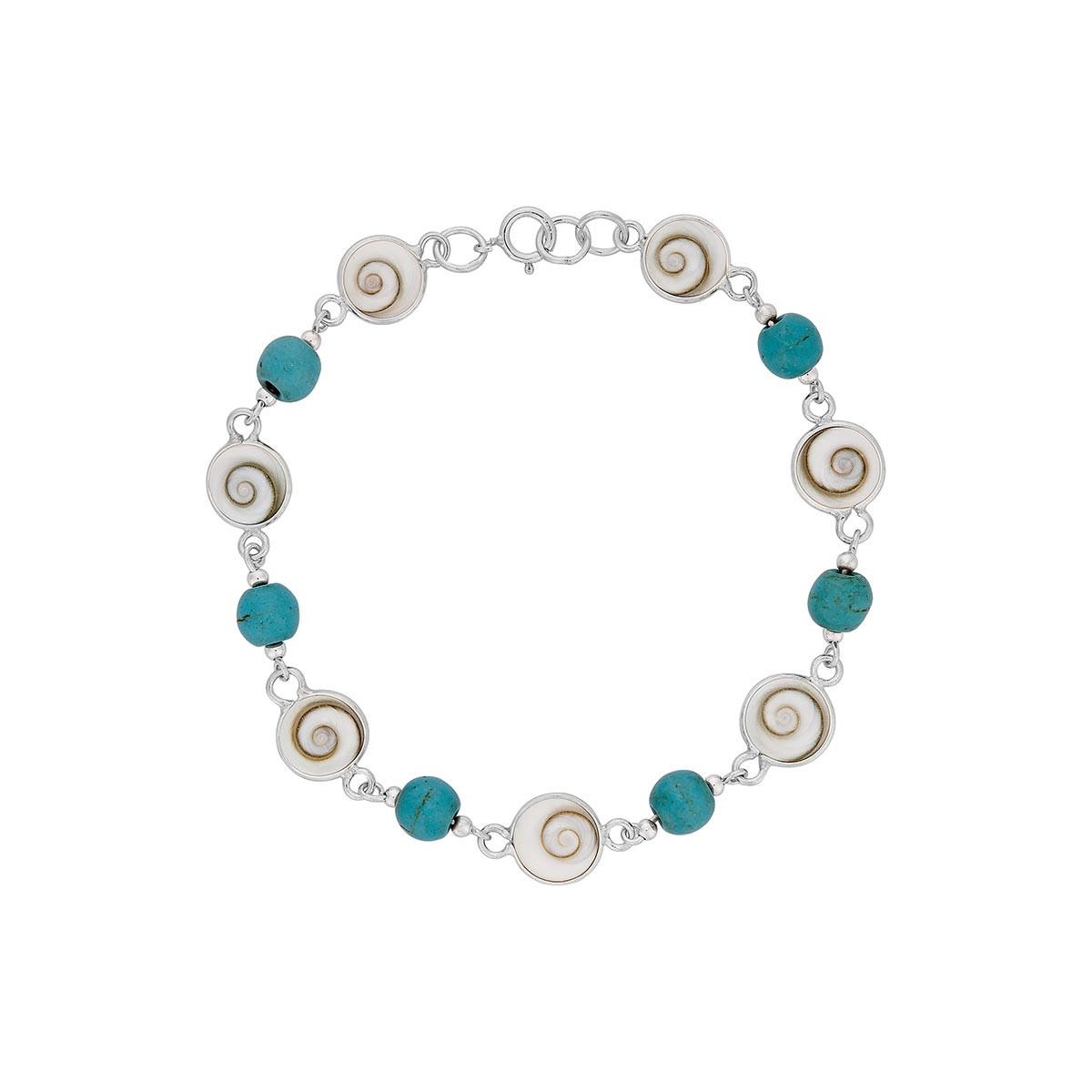 Bracelet argent oeil de sainte lucie et turquoise