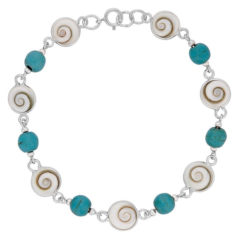 Bracelet argent oeil de sainte lucie et turquoise