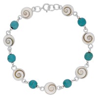 Bracelet argent oeil de sainte lucie et turquoise