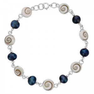 Bracelet argent et perles noires