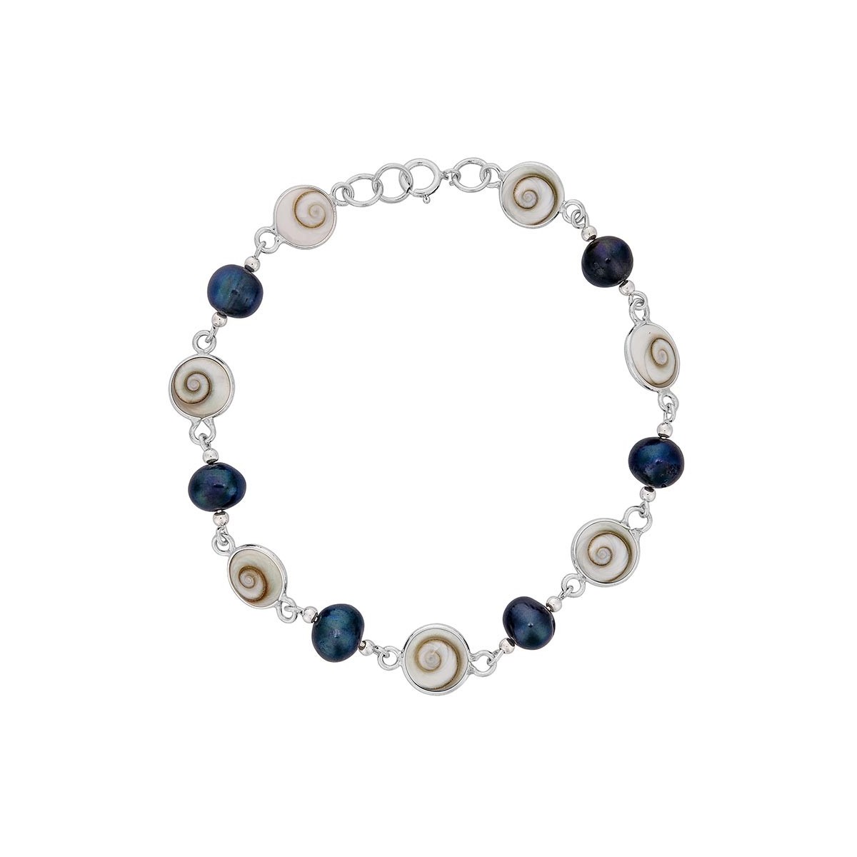 Bracelet argent et perles noires