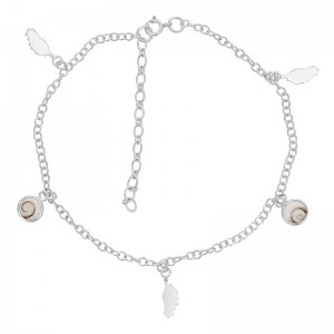 chaine de cheville argent oeil de sainte Lucie et corse