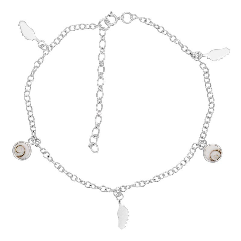chaine de cheville argent oeil de sainte Lucie et corse
