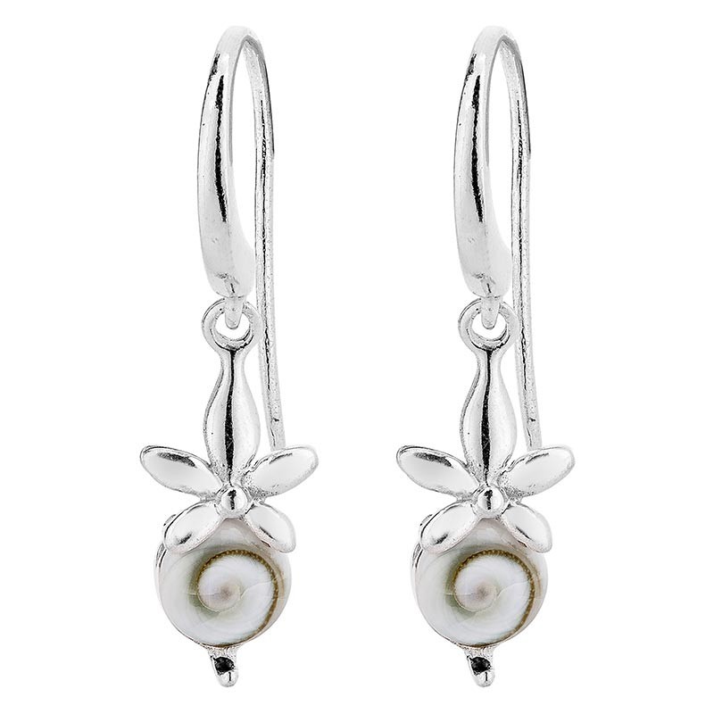 Boucles d'oreilles argent orchidée et oeil de sainte Lucie