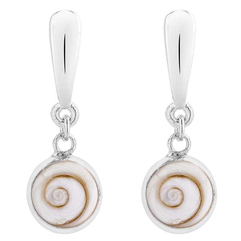 boucles d'oreilles suspendue argent et oeil de sainte lucie