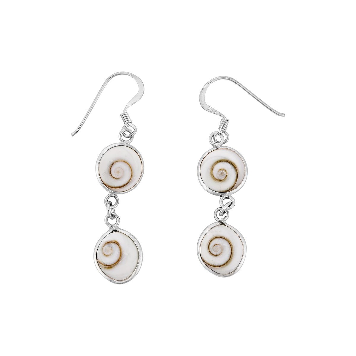 Boucles d'oreilles en argent avec deux yeux de sainte lucie