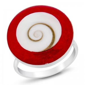 Bague en argent réglable rouge