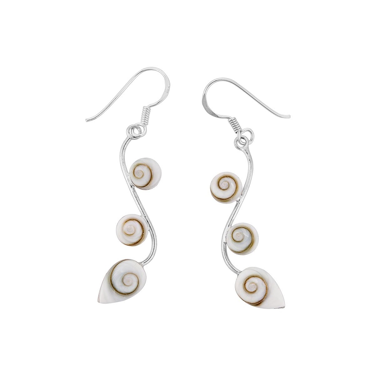 boucle d'oreilles en argent tige courbe et oeil de sainte lucie