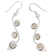 boucle d'oreilles en argent tige courbe et oeil de sainte lucie