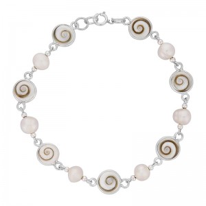 Bracelet en argent avec perles et oeil de ste lucie