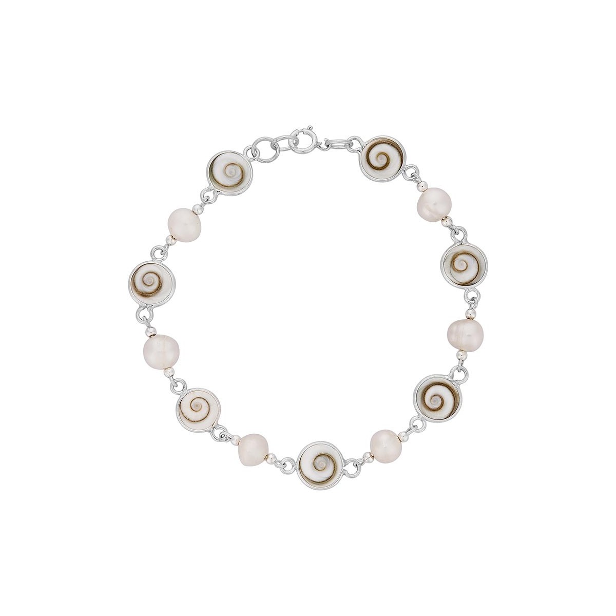 Bracelet en argent avec perles et oeil de ste lucie