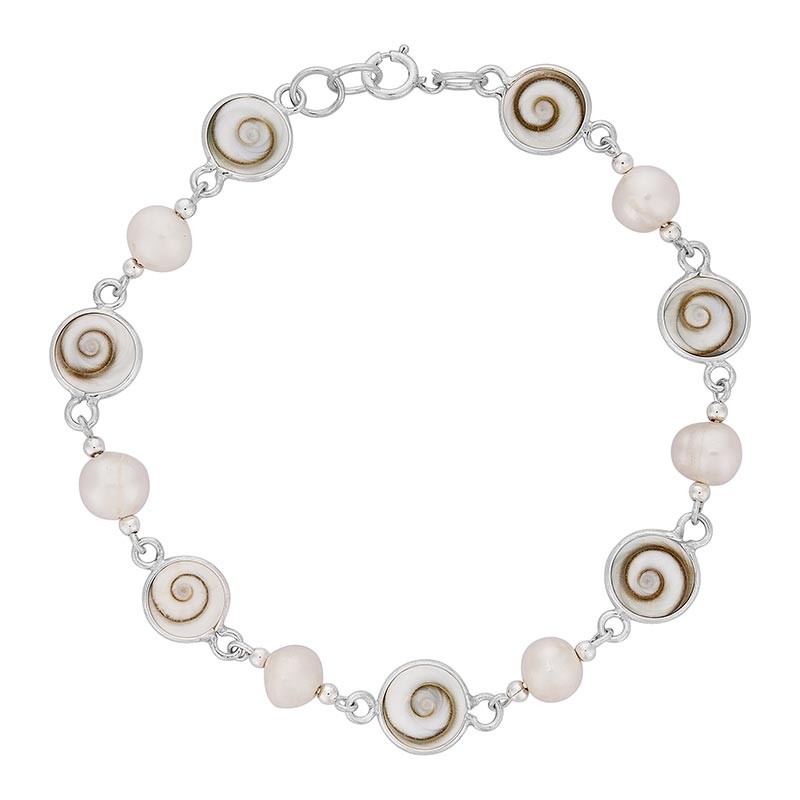 Bracelet en argent avec perles et oeil de ste lucie