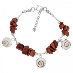 Bracelet en argent avec oeil du tigre et oeil de sainte lucie