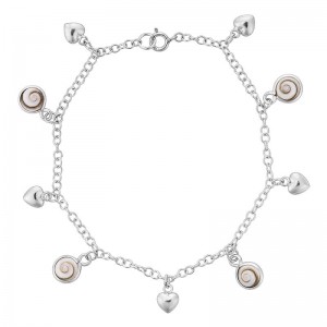 Bracelet argent oeil de sainte Lucie et coeurs
