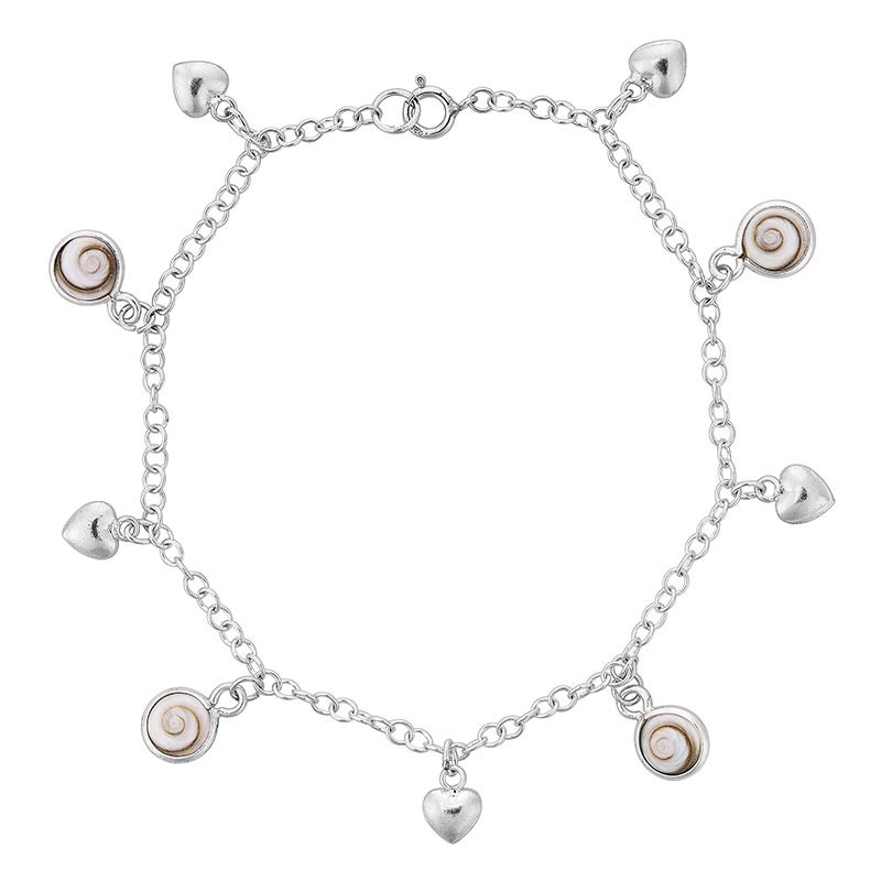 Bracelet argent oeil de sainte Lucie et coeurs