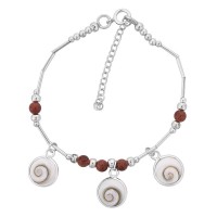 Bracelet en argent avec oeil du tigre et oeil de sainte lucie