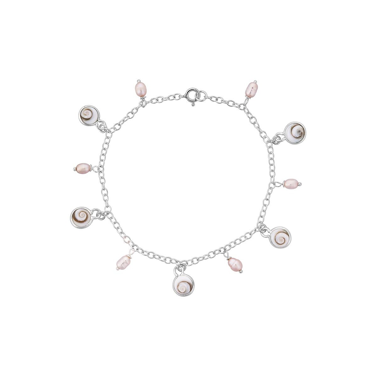 Bracelet argent oeil de sainte Lucie et perles roses