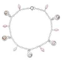 Bracelet argent oeil de sainte Lucie et perles roses