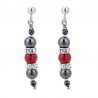 Boucles d'oreilles avec oeil de sainte Lucie et corail rouge