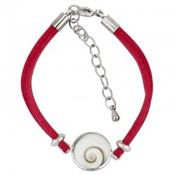 Bracelet fantaisie alcantara rouge et oeil de ste lucie