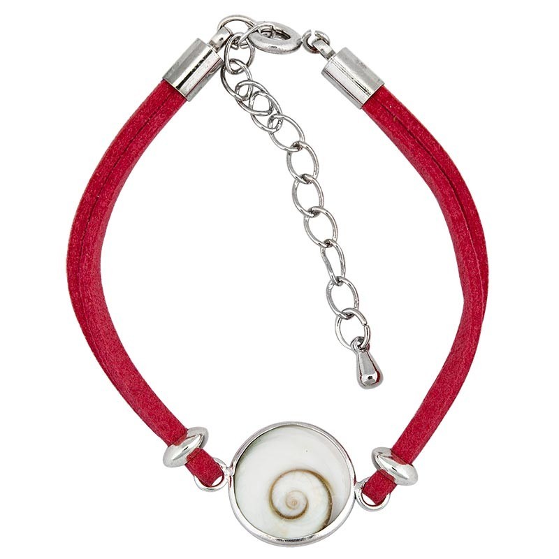 Bracelet fantaisie alcantara rouge et oeil de ste lucie