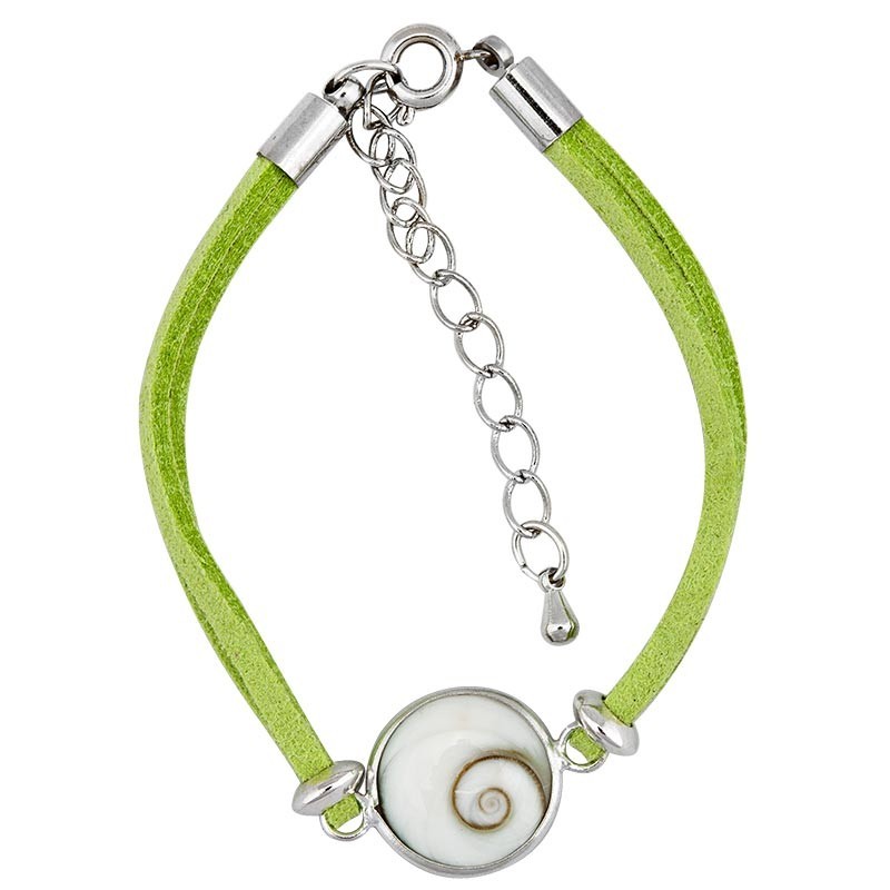 Bracelet oeil de sainte lucie alcantara vert et oeil de sainte lucie