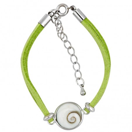 Bracelet oeil de sainte lucie alcantara vert et oeil de sainte lucie