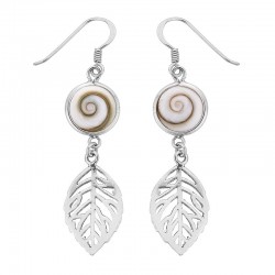 boucles d'oreilles argent et oeil de sainte lucie feuille