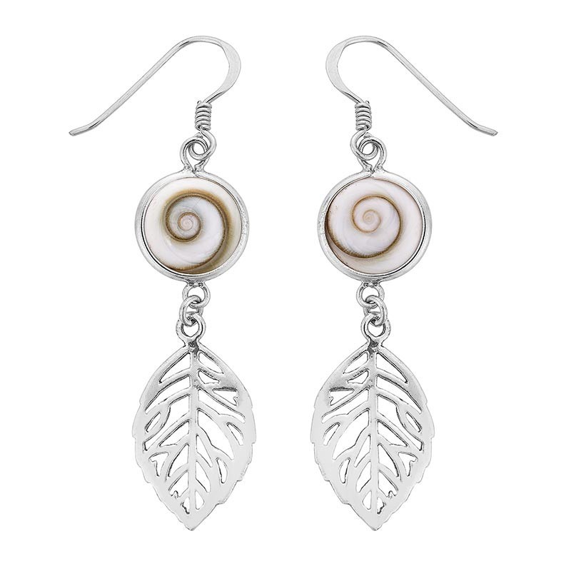 boucles d'oreilles argent et oeil de sainte lucie feuille