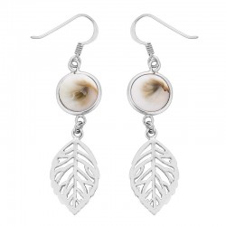 boucles d'oreilles argent et oeil de sainte lucie feuille
