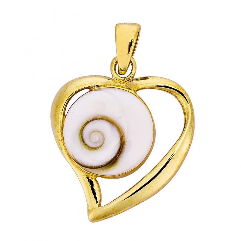 Pendentif coeur plaqué or et oeil de sainte Lucie