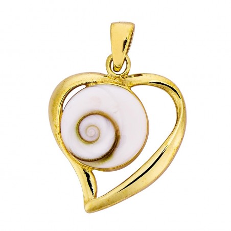 Pendentif coeur plaqué or et oeil de sainte Lucie