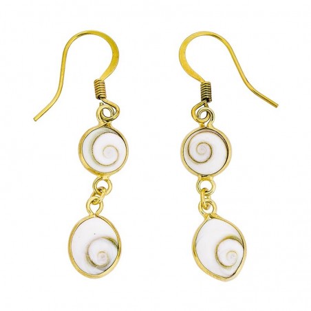 Boucles d'oreilles plaqué or avec deux yeux de sainte lucie