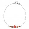 Bracelet en argent avec pierres bronze et corail rouge