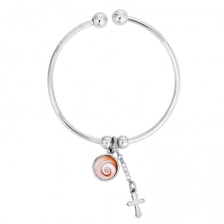 Bracelet rigide en argent avec oeil de sainte lucie mediterraneen