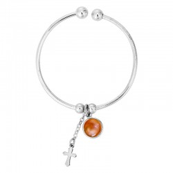 Bracelet rigide en argent avec oeil de sainte lucie mediterraneen